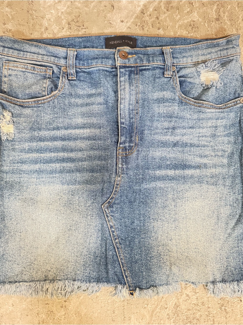 Kendall & Kylie Light Blue Distressed Slim Jean Skirt